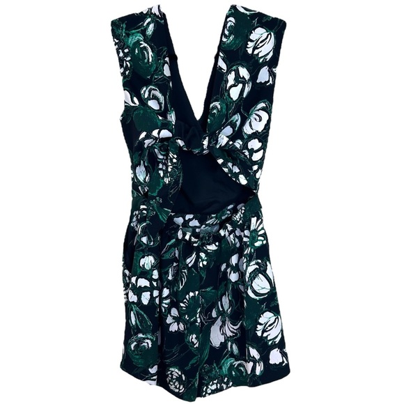 Club Monaco - “Krishel” Romper, Tropical Floral Print, Tie Back - Size 4, Black - Picture 5 of 17